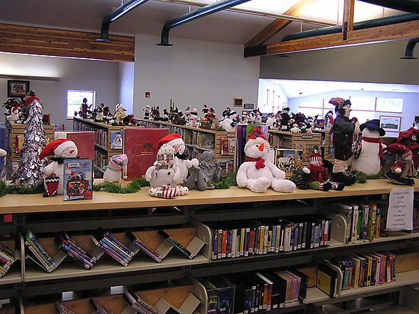 Snowpeople have invaded the library
