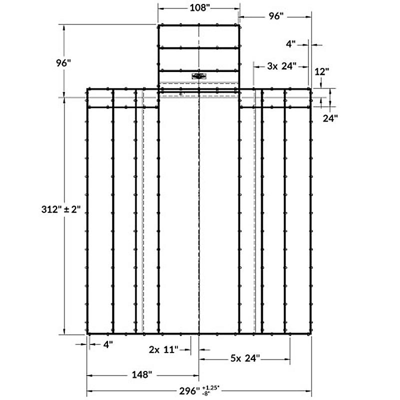 Lumber Tarp 18 oz BLACK — 26' x 24' with 8' Drop Lumber Tarps