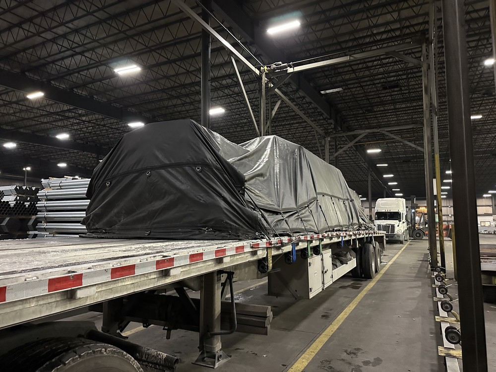 Tarp Straps Holding Flatbed Tarp In Place Before Hitting The Road Trucking Depot