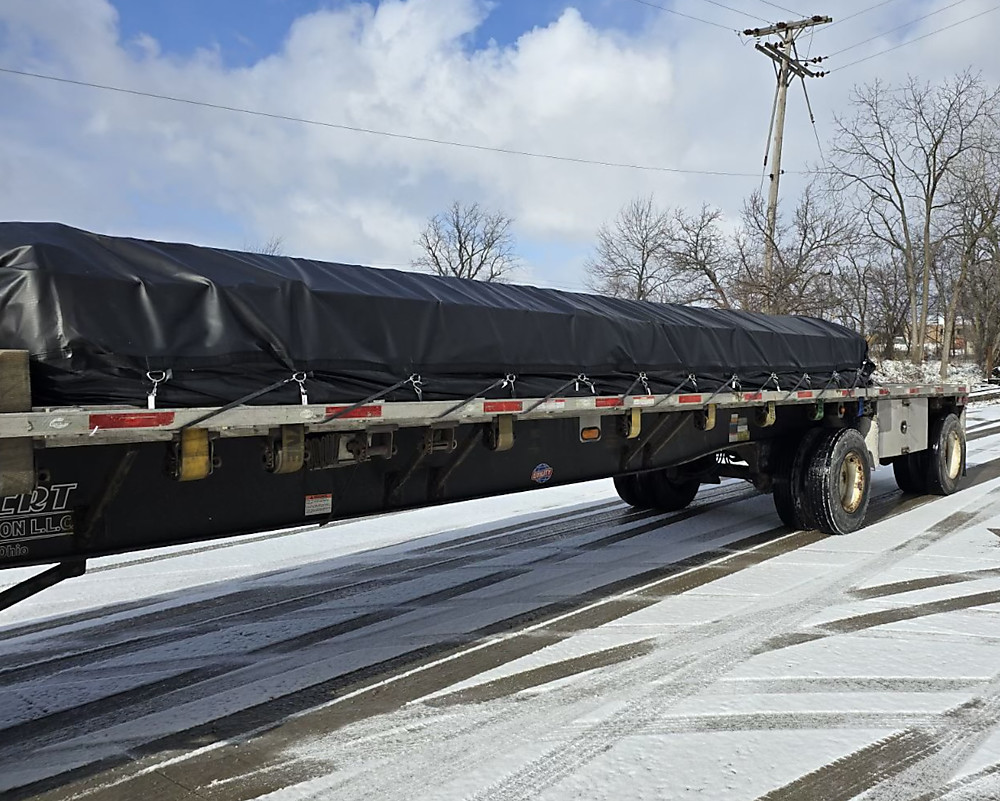 Trucking Depot 18 oz Lumber Tarp Installed Using Tarp Straps Trucking Depot