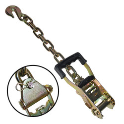 2" Rubber Handle Ratchet with Chain & Grab Hook
