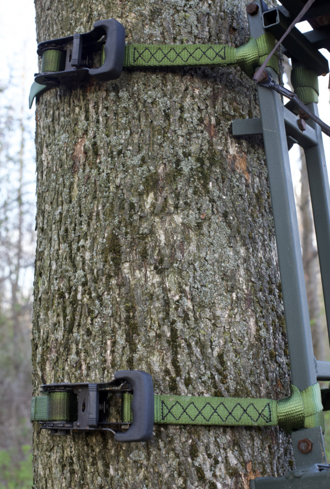 Hunting Treestand Ladder Tie Down Straps In Use  Trucking Depot