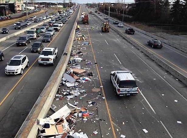 Cargo debris across highway