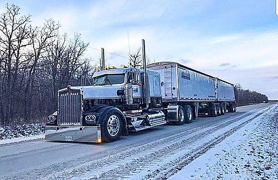 Semi Truck in the cold winter weather