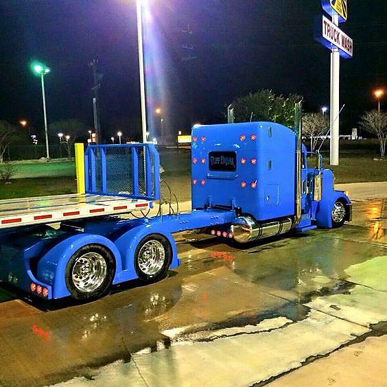 Washing a big rig truck