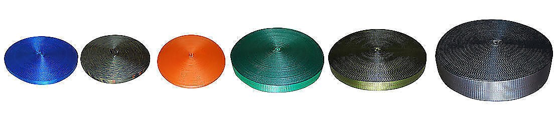 Different Sizes of Tie Down Webbing used to make ratchet straps