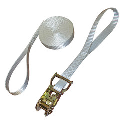 8-Pack SnS 1.5' X 15' White Ratchet Straps With Sewn Loops - 1,000 Lbs Working Load Limit For Tents & Cargo