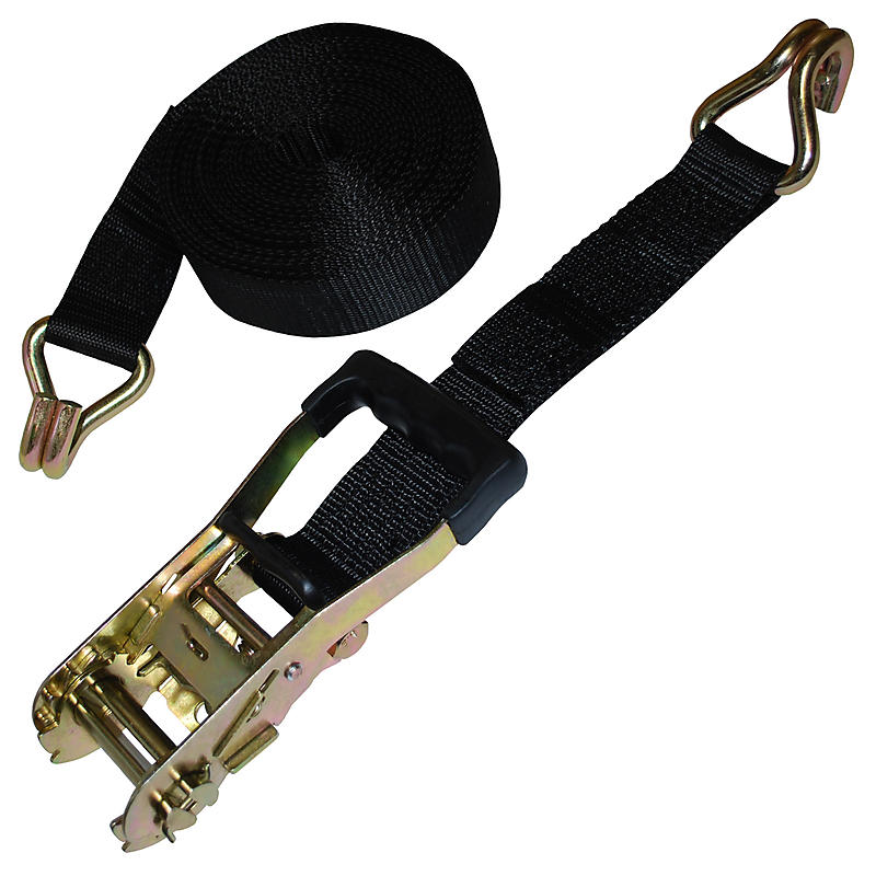 2" Custom Rubber Handle Ratchet Strap w/ Wire Hooks
