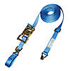 1" Blue Heavy Duty Ratchet Strap w/ Wire Hooks & D-Rings