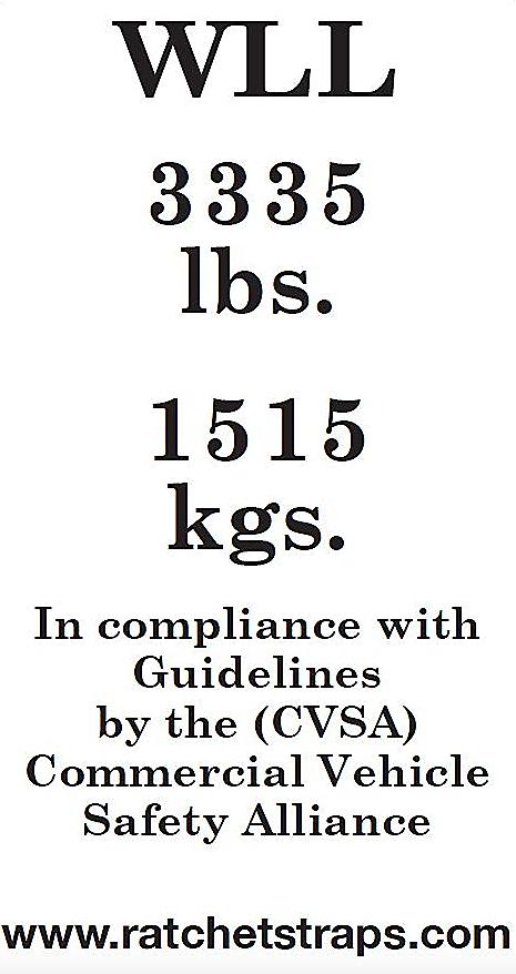 Working Load Limit Tag for Ratchet Straps USA