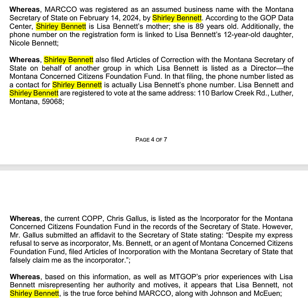 Mentions of Shirley Bennett in Resolution