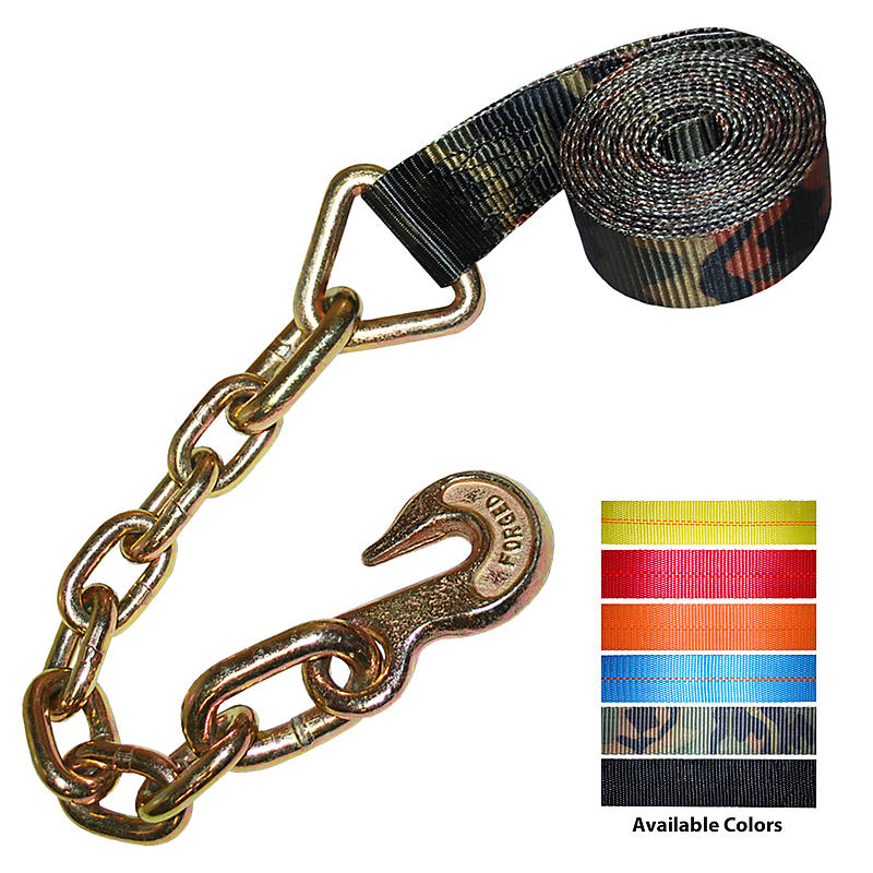 2 inch Custom Winch Strap with Chain and Hooks Lodi Metals