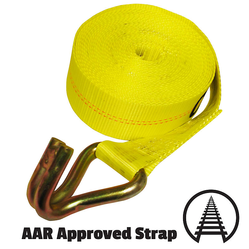 3" x 27' Winch Strap with Wire Hook AAR Railroad Approved Lodi Metals