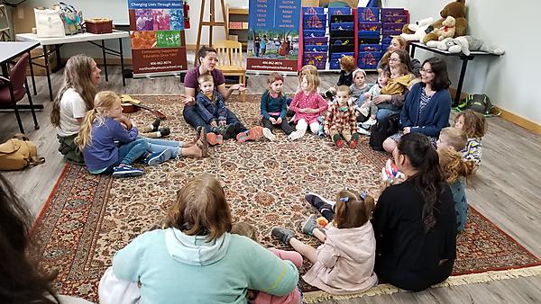 Children and teacher at Music Together class