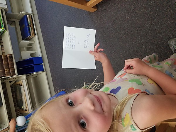 A prize winner writes a thankyou note to a business sponsor
