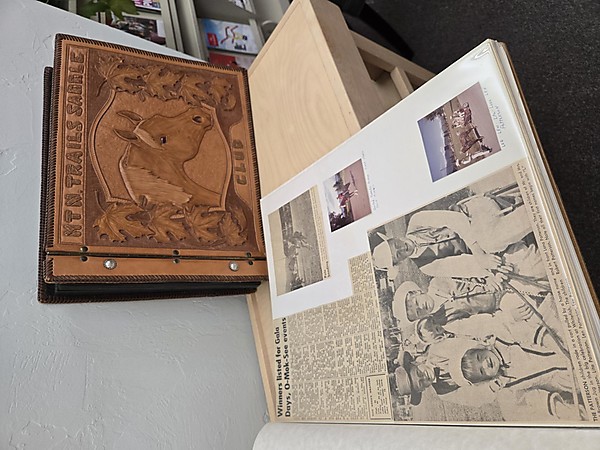 Two leatherbound scrapbooks