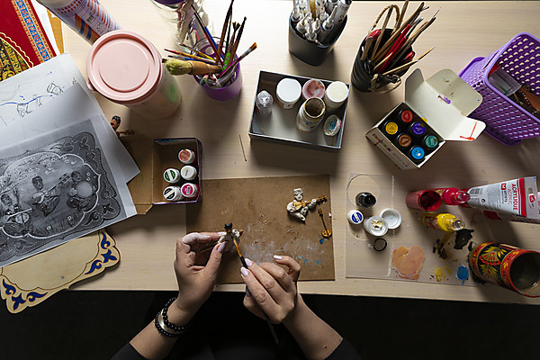 craft table with crafty tools